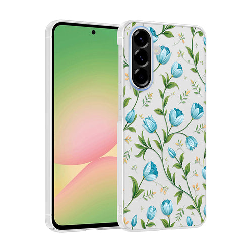 Galaxy A36 Kılıf Kamera Korumalı Desenli Zore Klip Kılıf - Mavi Lale