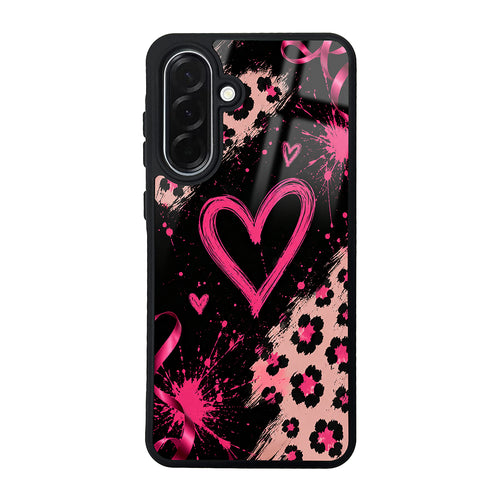Galaxy A36 Kılıf Kamera Korumalı Desenli Zore Lusi Kılıf - Pembe Kalp