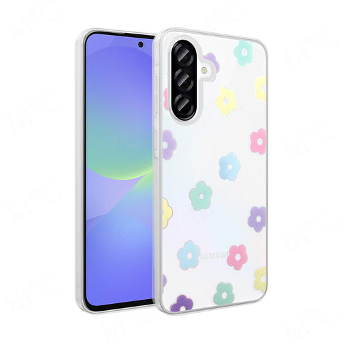 Galaxy A36 Kılıf Şeffaf Figürlü Zore Folk Sert Kılıf - Papatya