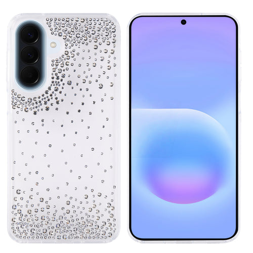 Galaxy A37 Kılıf Airbag Tasarımlı Damla Taşlı Şeffaf Zore Pera Silikon Kılıf - Şeffaf