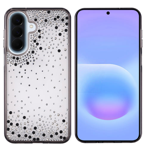 Galaxy A37 Kılıf Airbag Tasarımlı Damla Taşlı Şeffaf Zore Pera Silikon Kılıf - Siyah