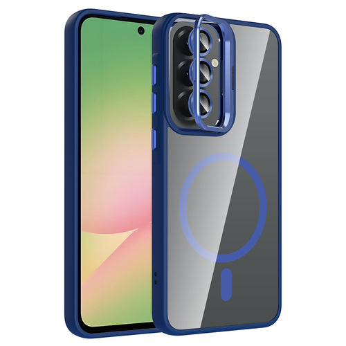 Galaxy A37 Kılıf Standlı ve Kamera Lens Hediyeli Zore Etro Kılıf - Lacivert