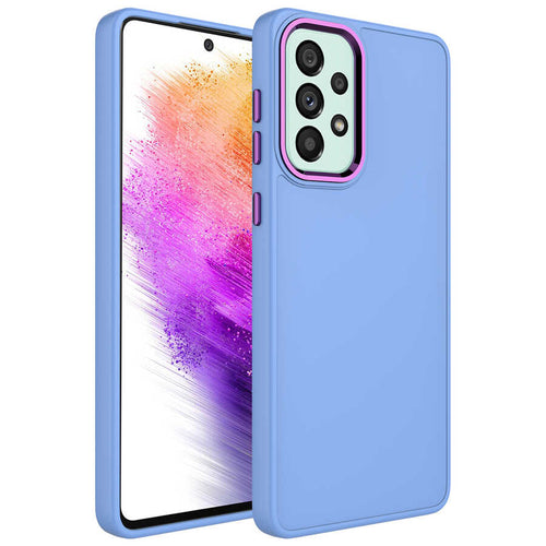 Galaxy A53 5G Kılıf Metal Çerçeve ve Buton Tasarımlı Silikon Zore Luna Kılıf - Lila