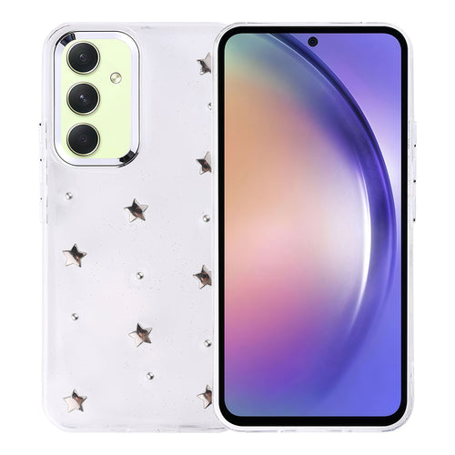 Galaxy A54 Kılıf Airbag Tasarımlı Simli Şeffaf Zore Kutup Kılıf - Yıldız