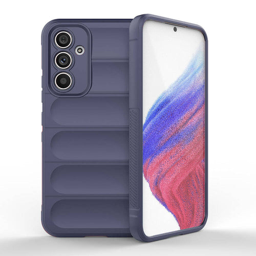 Galaxy A54 Kılıf Esnek TPU Oyuklu Arka Yüzey Tasarımlı Zore Etnik Silikon Kılıf - Lacivert