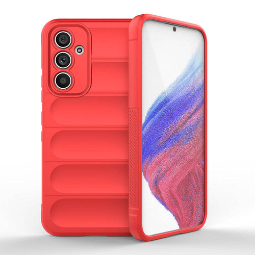 Galaxy A54 Kılıf Esnek TPU Oyuklu Arka Yüzey Tasarımlı Zore Etnik Silikon Kılıf - Kırmızı