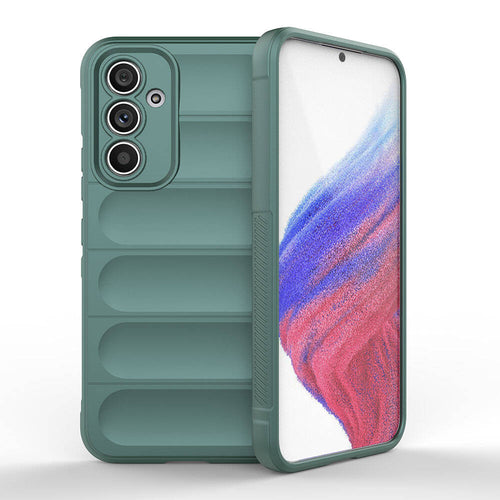 Galaxy A54 Kılıf Esnek TPU Oyuklu Arka Yüzey Tasarımlı Zore Etnik Silikon Kılıf - Koyu Yeşil
