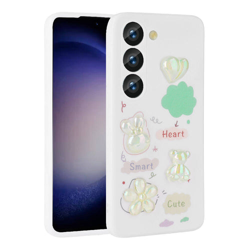 Galaxy A54 Kılıf Kabartma Figürlü Parlak Zore Toys Silikon Kılıf - Beyaz