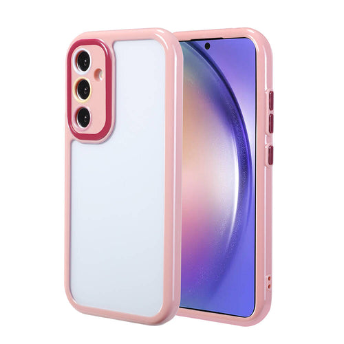 Galaxy A54 Kılıf Kamera Korumalı Renkli Kenar ve Çerçeve Tasarımlı Zore Vitamin Kılıf - Mürdüm