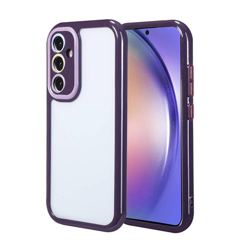 Galaxy A54 Kılıf Kamera Korumalı Renkli Kenar ve Çerçeve Tasarımlı Zore Vitamin Kılıf - Derin Mor