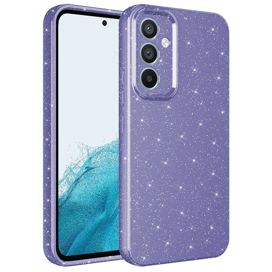 Galaxy A54 Kılıf Kamera Korumalı Simli Lüks Zore Koton Kılıf - Mor