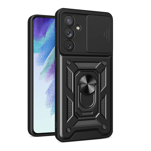 Galaxy A54 Kılıf Magnetik Standlı Kamera Korumalı Zore Sürgülü Vega Kılıf - Siyah