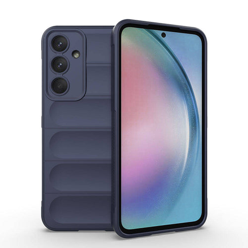 Galaxy A55 Kılıf Esnek TPU Oyuklu Arka Yüzey Tasarımlı Zore Etnik Silikon Kılıf - Lacivert