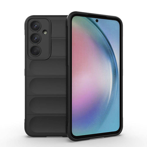Galaxy A55 Kılıf Esnek TPU Oyuklu Arka Yüzey Tasarımlı Zore Etnik Silikon Kılıf - Siyah