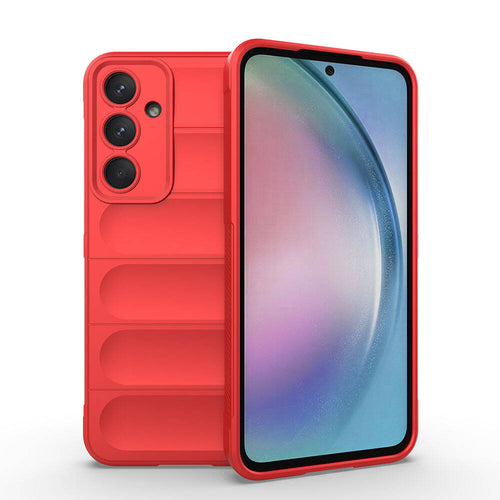 Galaxy A55 Kılıf Esnek TPU Oyuklu Arka Yüzey Tasarımlı Zore Etnik Silikon Kılıf - Kırmızı
