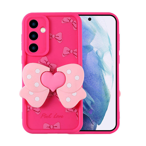 Galaxy A55 Kılıf Kamera Korumalı Figür Tasarımlı Zore Kapya Kılıf - Pembe Koyu