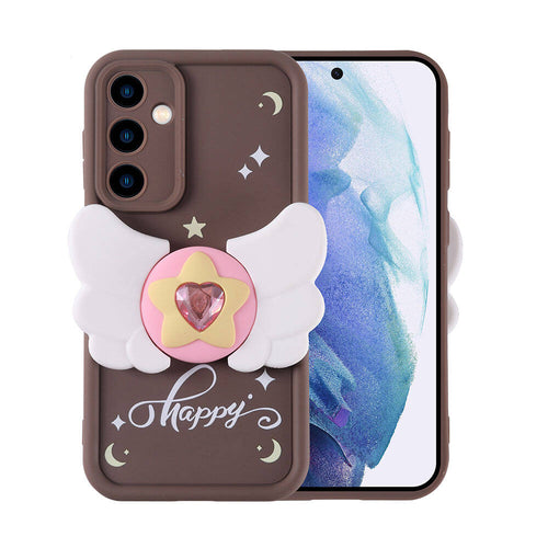 Galaxy A55 Kılıf Kamera Korumalı Figür Tasarımlı Zore Kapya Kılıf - Koyu Kahve