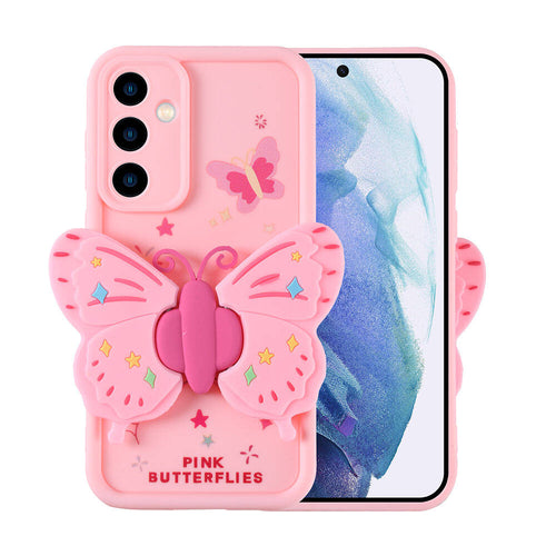 Galaxy A55 Kılıf Kamera Korumalı Figür Tasarımlı Zore Kapya Kılıf - Pembe Açık