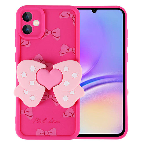 Galaxy A05 Kılıf Kamera Korumalı Figür Tasarımlı Zore Kapya Kılıf - Pembe Koyu