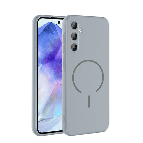 Galaxy A55 Kılıf M-safe Şarj Özellikli Zore Meta Kılıf - Titanyum-Gri