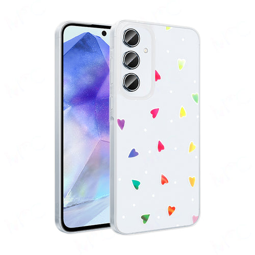 Galaxy A55 Kılıf Şeffaf Figürlü Zore Folk Sert Kılıf - Kalp