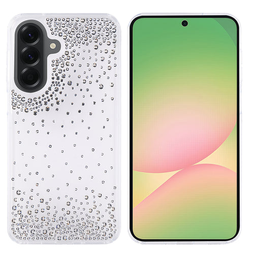 Galaxy A56 Kılıf Airbag Tasarımlı Damla Taşlı Şeffaf Zore Pera Silikon Kılıf - Şeffaf