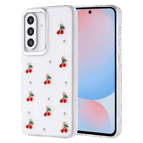 Galaxy A56 Kılıf Airbag Tasarımlı Simli Şeffaf Zore Kutup Kılıf - Kiraz