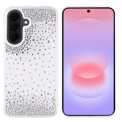 Galaxy A57 Kılıf Airbag Tasarımlı Damla Taşlı Şeffaf Zore Pera Silikon Kılıf - Şeffaf