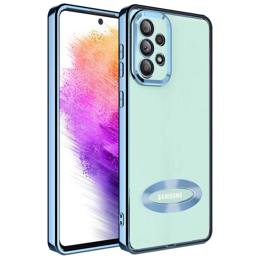 Galaxy A73 Kılıf Kamera Korumalı Logo Gösteren Zore Omega Kılıf - Sierra Mavi
