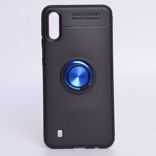 Galaxy M10 Kılıf Zore Ravel Silikon Kılıf - Siyah-Mavi