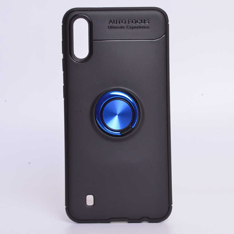 Galaxy M10 Kılıf Zore Ravel Silikon Kılıf - Siyah-Mavi