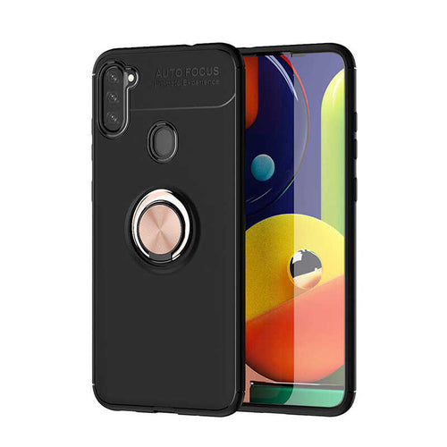 Galaxy M11 Kılıf Zore Ravel Silikon Kılıf - Siyah-Rose Gold