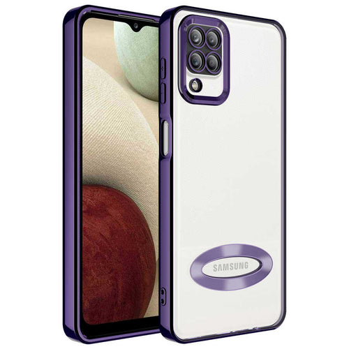 Galaxy M12 Kılıf Kamera Korumalı Logo Gösteren Zore Omega Kılıf - Derin Mor