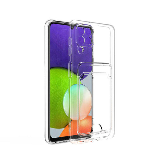 Galaxy M12 Kılıf Kartlıklı Şeffaf Zore Setra Clear Silikon Kılıf - Renksiz