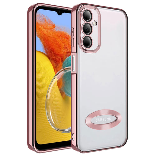 Galaxy M14 Kılıf Kamera Korumalı Logo Gösteren Zore Omega Kılıf - Rose Gold