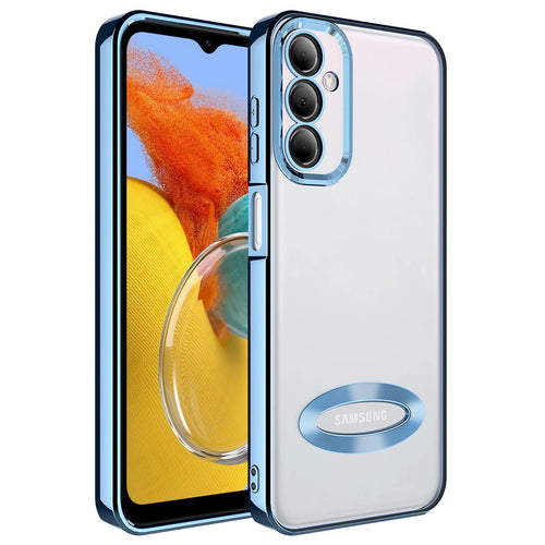 Galaxy M14 Kılıf Kamera Korumalı Logo Gösteren Zore Omega Kılıf - Sierra Mavi