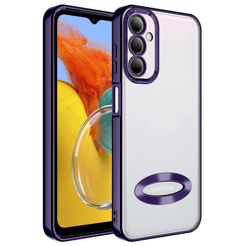 Galaxy M14 Kılıf Kamera Korumalı Logo Gösteren Zore Omega Kılıf - Derin Mor