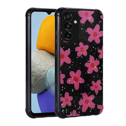 Galaxy M23 Kılıf Simli Desenli Kamera Korumalı Parlak Zore Popy Kılıf - Çiçek