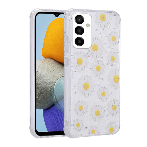 Galaxy M23 Kılıf Simli Desenli Kamera Korumalı Parlak Zore Popy Kılıf - Papatya