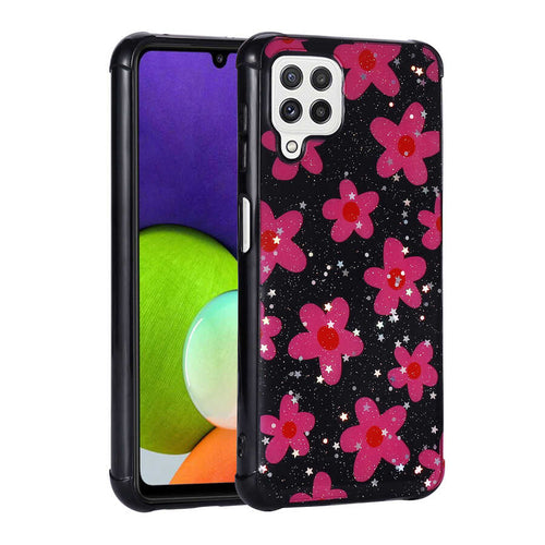 Galaxy M32 Kılıf Simli Desenli Kamera Korumalı Parlak Zore Popy Kılıf - Çiçek