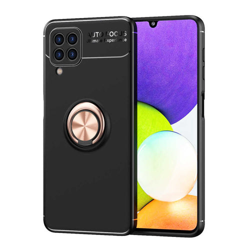 Galaxy M32 Kılıf Zore Ravel Silikon Kılıf - Siyah-Rose Gold
