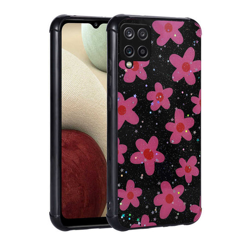 Galaxy M33 Kılıf Simli Desenli Kamera Korumalı Parlak Zore Popy Kılıf - Çiçek