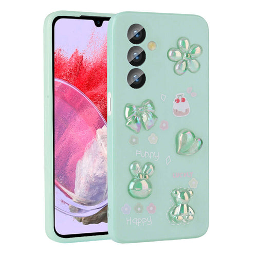 Galaxy M34 5G Kılıf Kabartma Figürlü Parlak Zore Toys Silikon Kılıf - Açık Yeşil