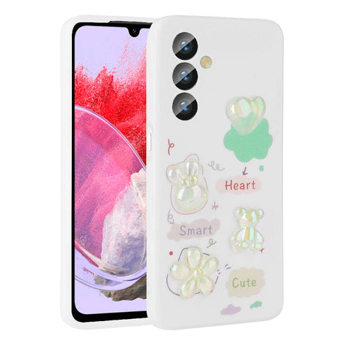 Galaxy M34 5G Kılıf Kabartma Figürlü Parlak Zore Toys Silikon Kılıf - Beyaz