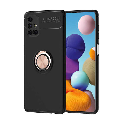Galaxy M51 Kılıf Zore Ravel Silikon Kılıf - Siyah-Rose Gold
