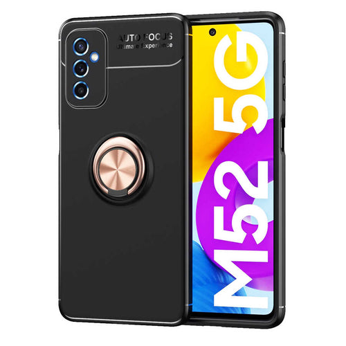 Galaxy M52 Kılıf Zore Ravel Silikon Kılıf - Siyah-Rose Gold