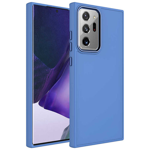 Galaxy Note 20 Ultra Kılıf Metal Çerçeve ve Buton Tasarımlı Silikon Zore Luna Kılıf - Lavendery Gray