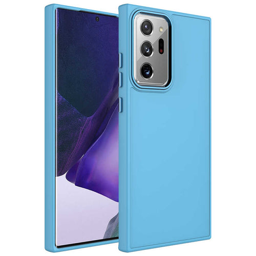Galaxy Note 20 Ultra Kılıf Metal Çerçeve ve Buton Tasarımlı Silikon Zore Luna Kılıf - Sierra Mavi