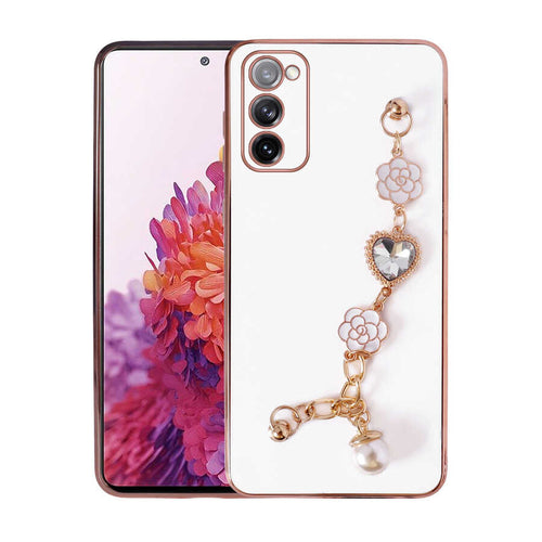 Galaxy S20 FE Kılıf El Tutamaçlı Kamera Korumalı Zore Taka Silikon Kılıf - Beyaz