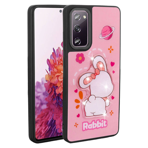Galaxy S20 FE Kılıf Parlayan Kabartmalı İkonik Figürlü Zore Amas Silikon Kılıf - Pembe